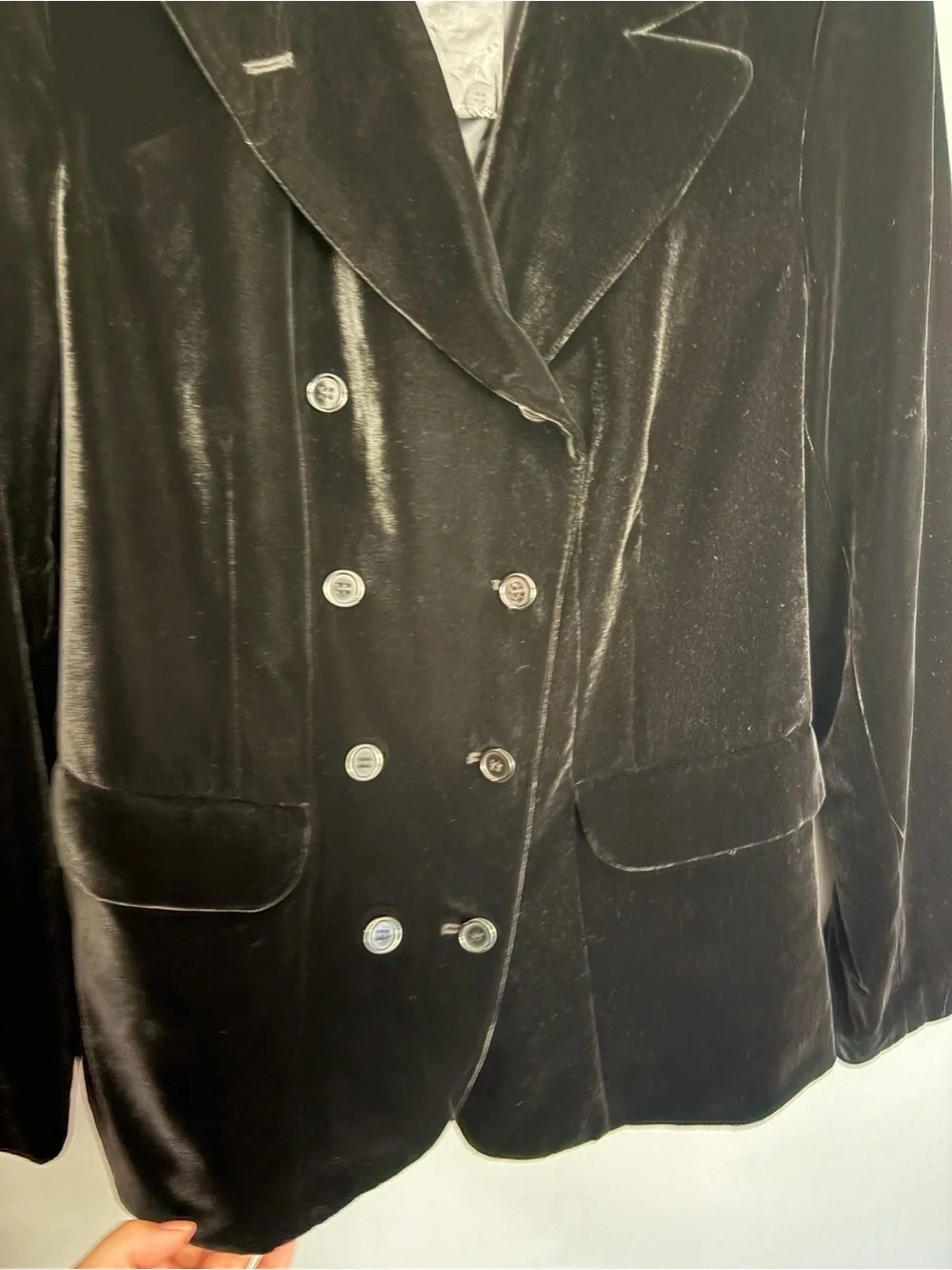 Vtg Hunt Club 80s Velvet Blazer Jacket Size 16 Double Breasted Black Whimsygoth